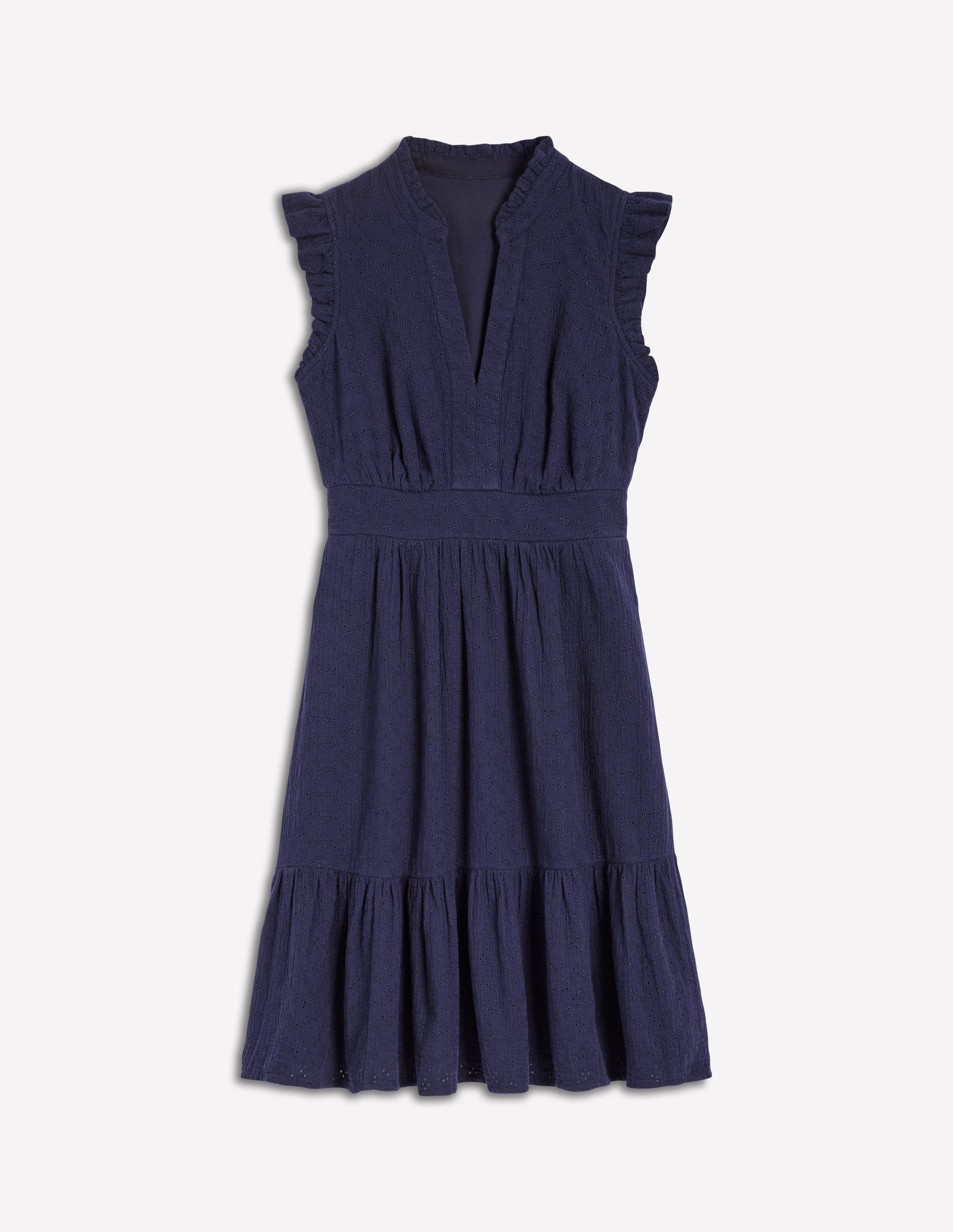 Wren Double Cloth Short Dress-Navy-7