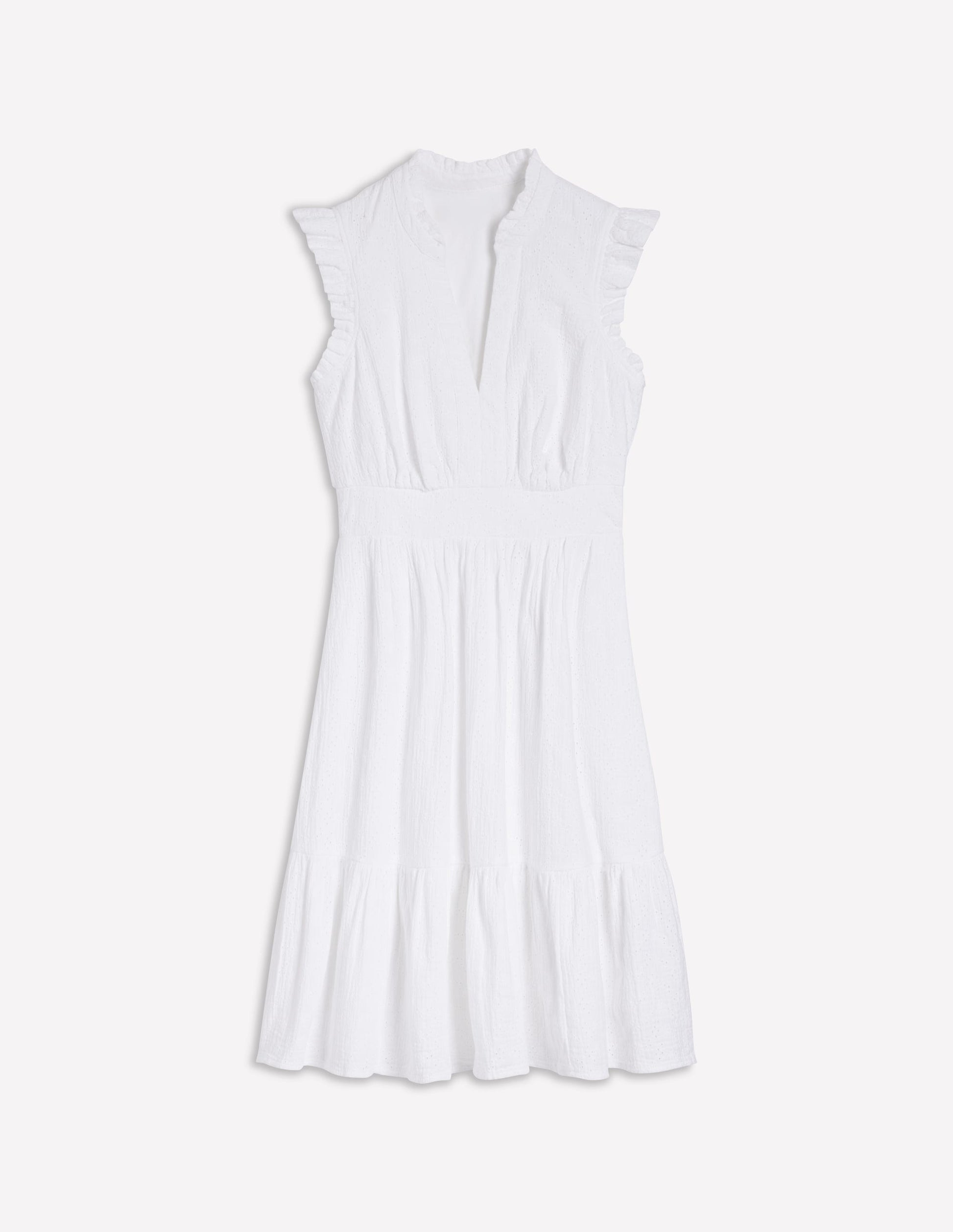 Wren Double Cloth Short Dress-White-8