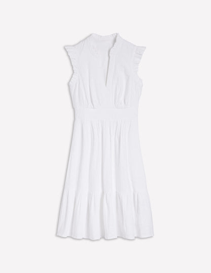 Wren Double Cloth Short Dress-White-8