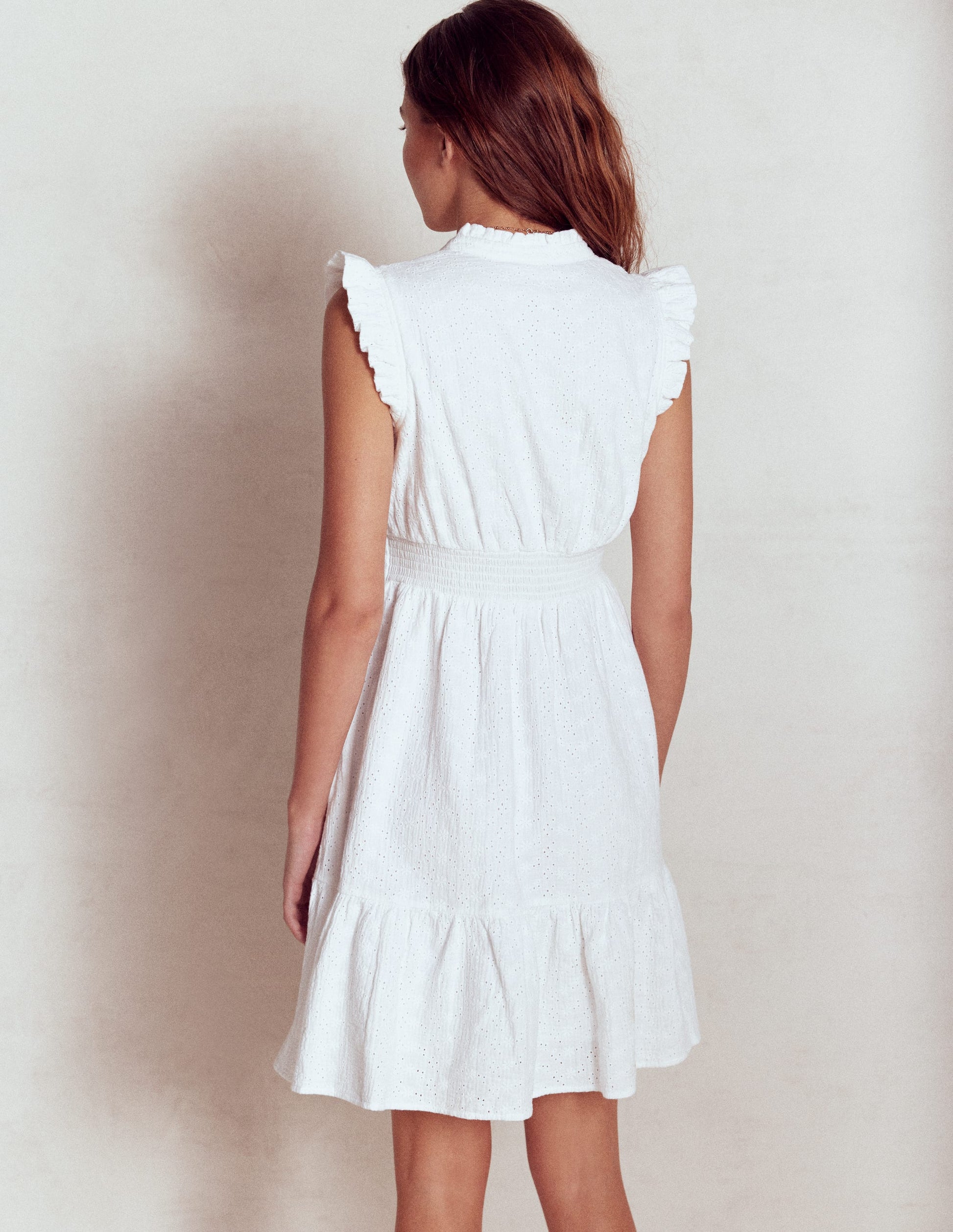 Wren Double Cloth Short Dress-White-5