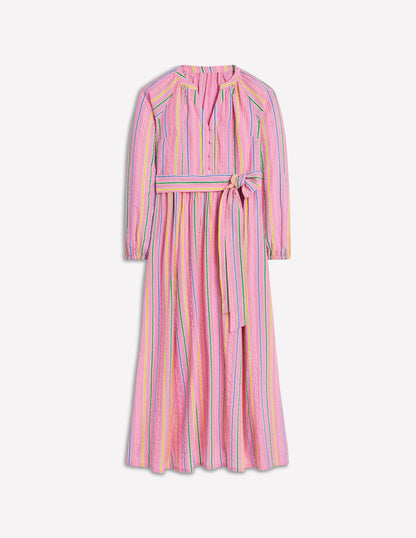 Faye Cotton Maxi Dress-Sorbet Pink, Seersucker Stripe-6