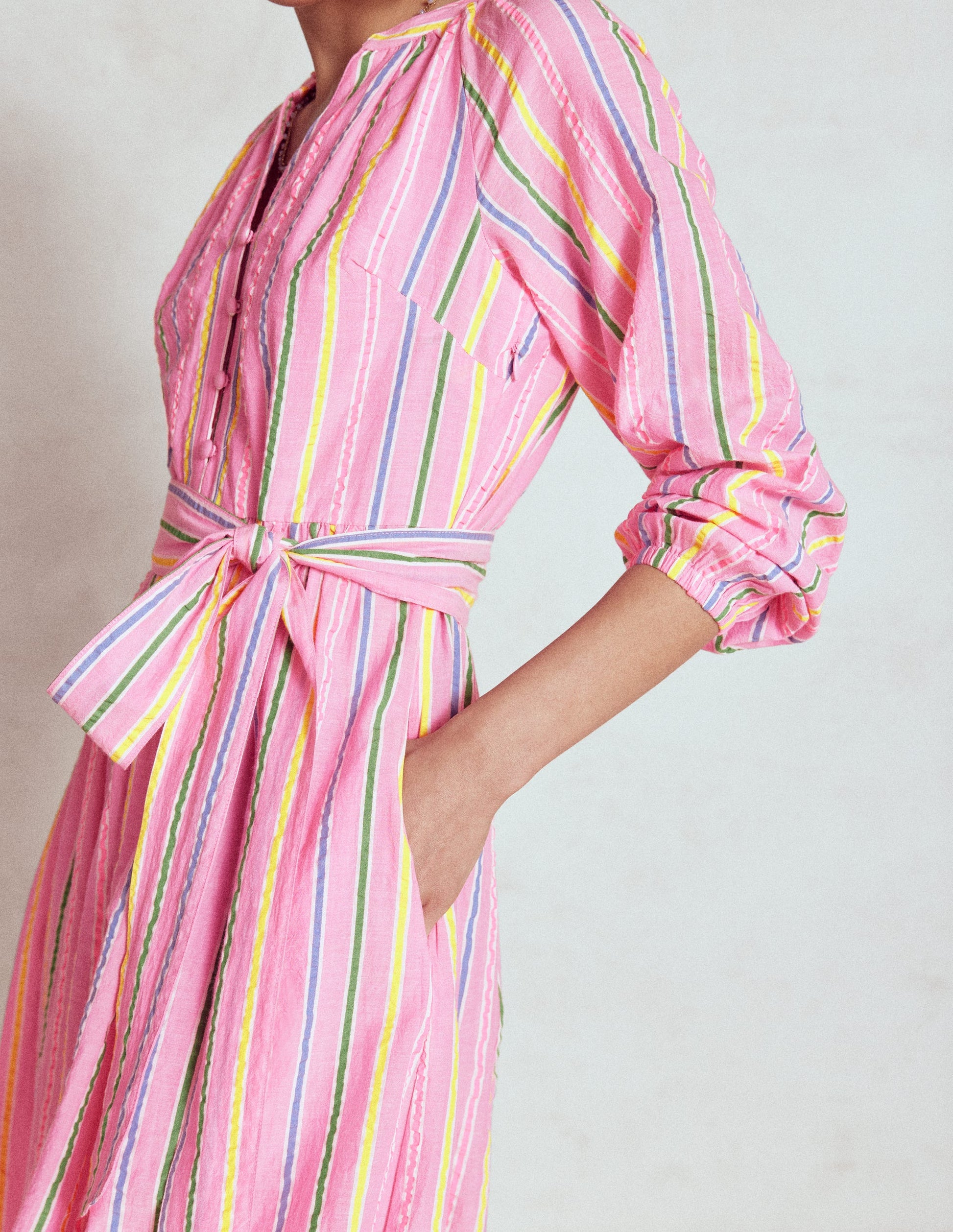 Faye Cotton Maxi Dress-Sorbet Pink, Seersucker Stripe | Boden Global Faye Cotton Maxi Dress-Sorbet Pink, Seersucker Stripe | Boden Global