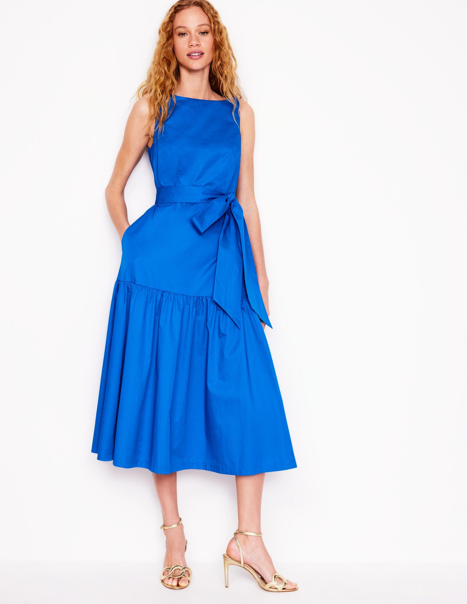 Deep Tier Fit & Flare Dress-Kingfisher Blue-4
