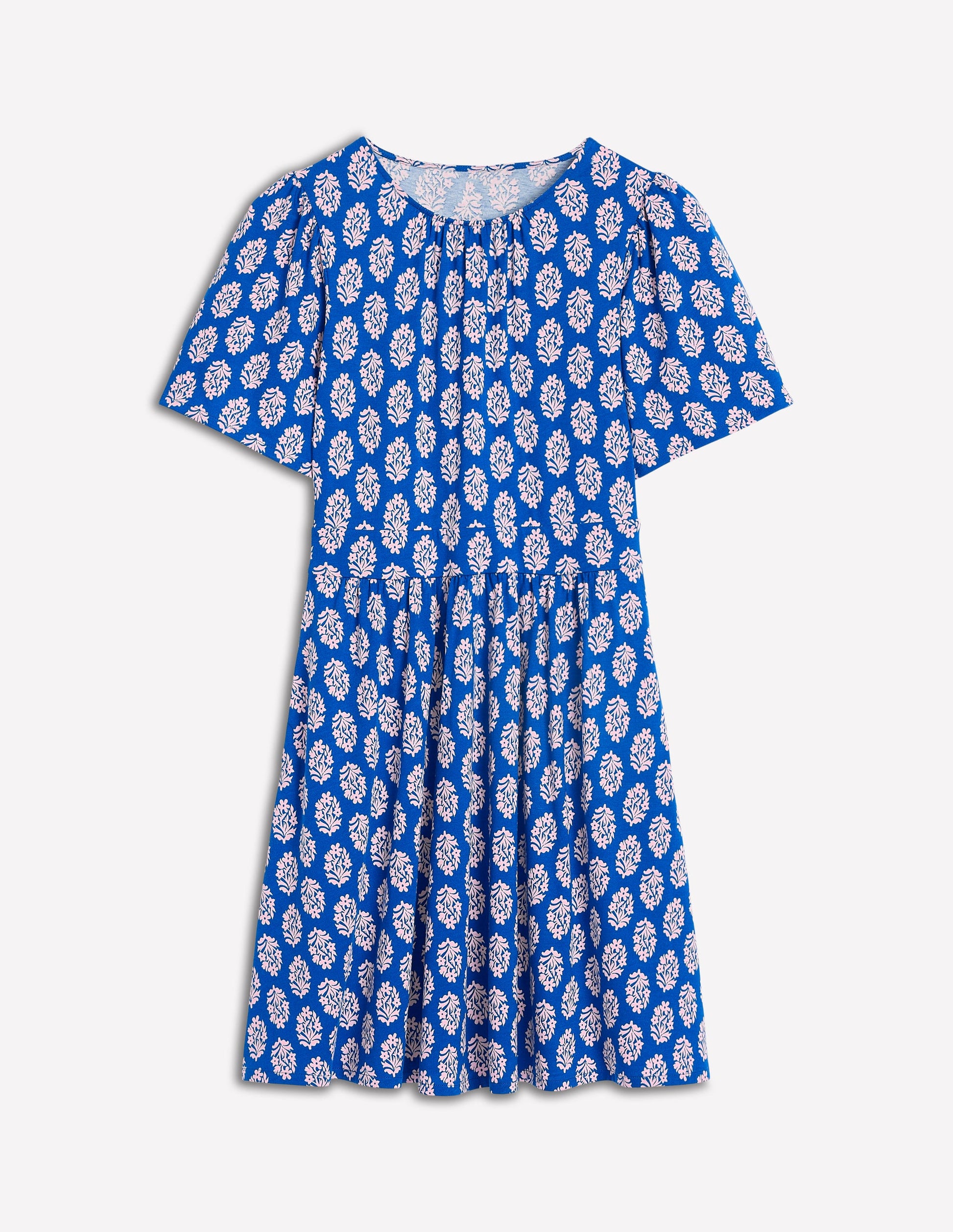 Louisa Short Jersey Dress-Gallery Blue, Posy Stamp-5