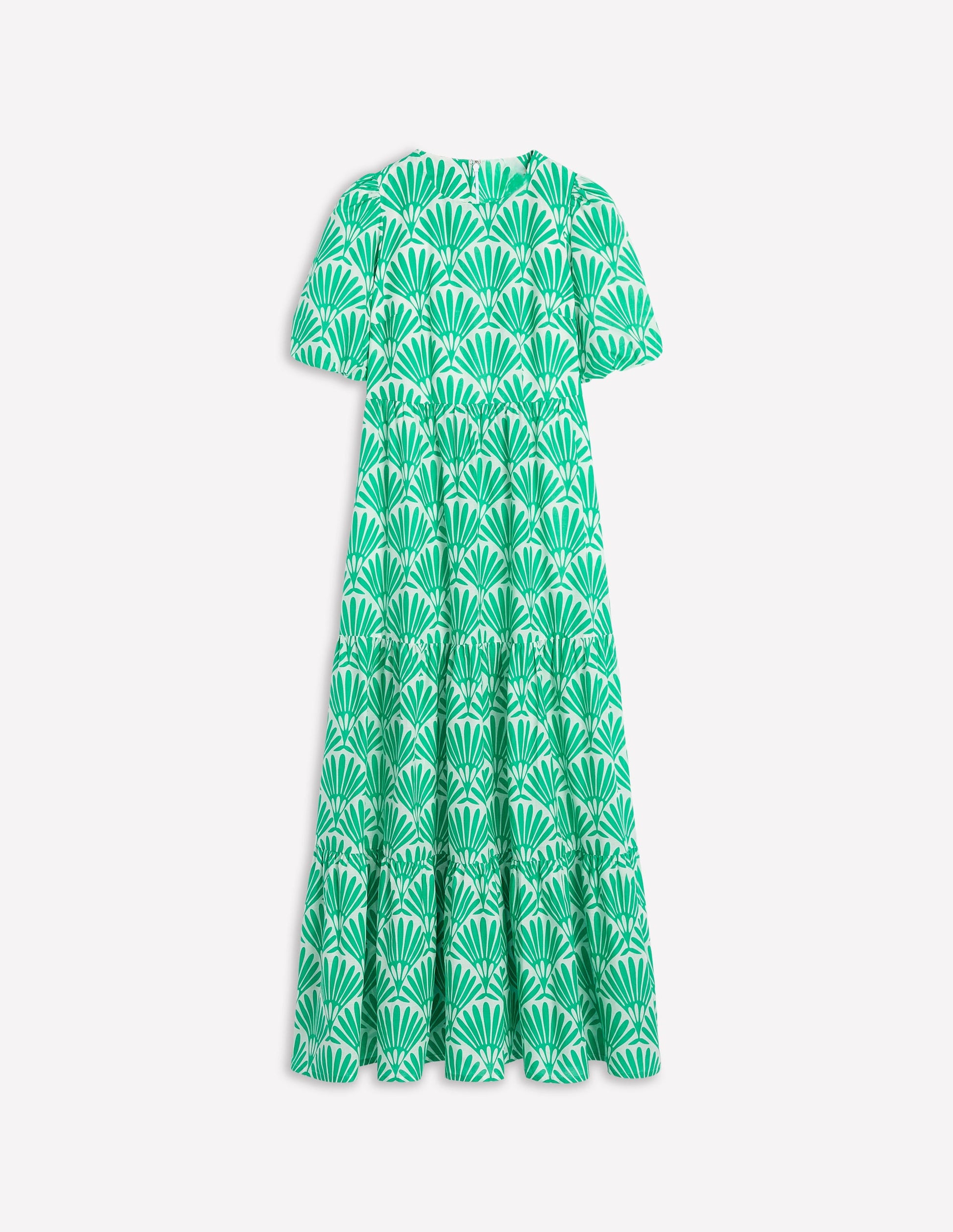 Tiered Poplin Maxi Dress-Aquamarine Blue, Deco Palm | Boden Global Tiered Poplin Maxi Dress-Aquamarine Blue, Deco Palm | Boden Global