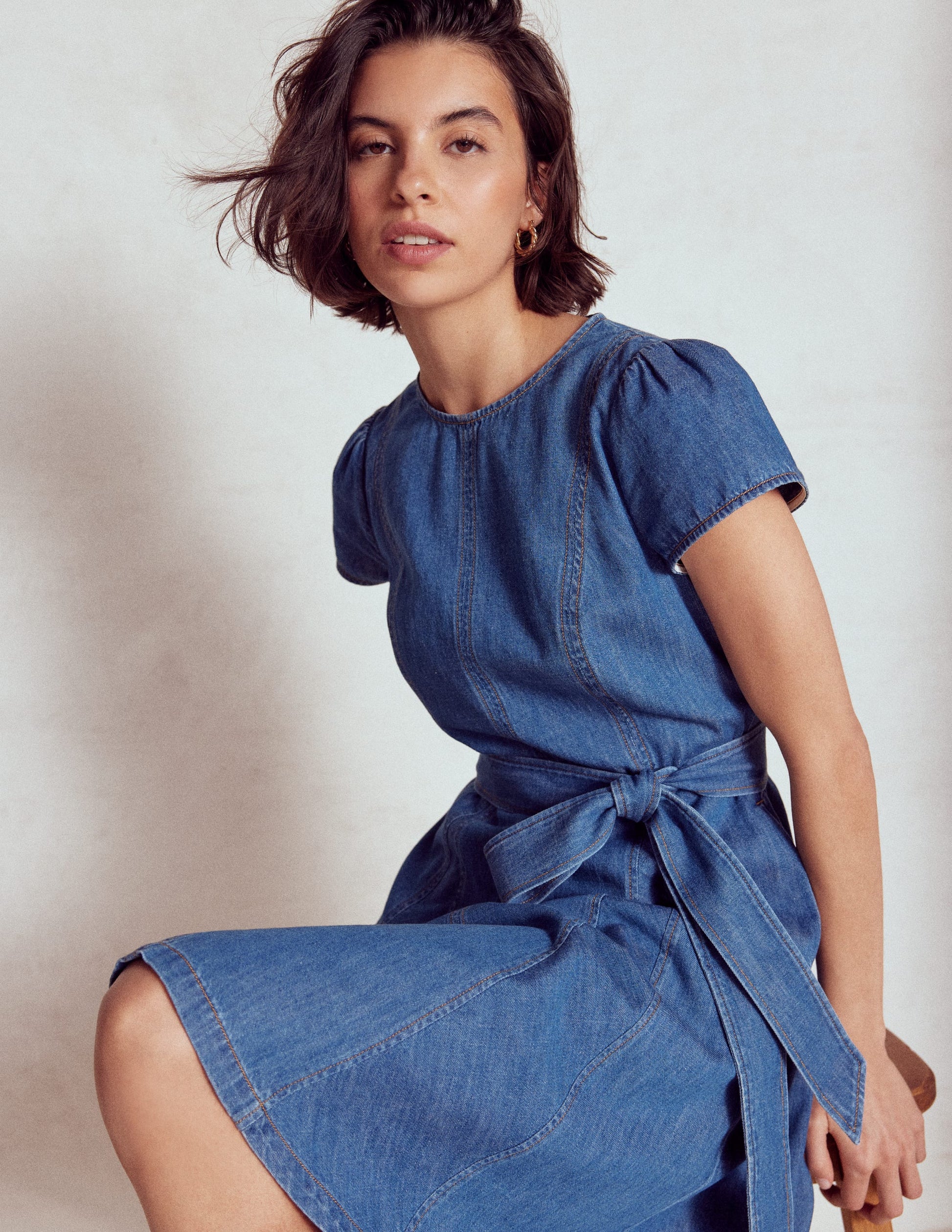 Imo Denim Short Dress-Mid Vintage Denim-2