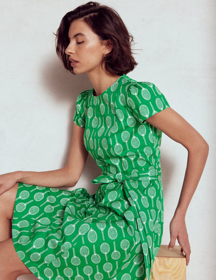 Imo Cotton Short Dress-Rich Emerald, Tennis