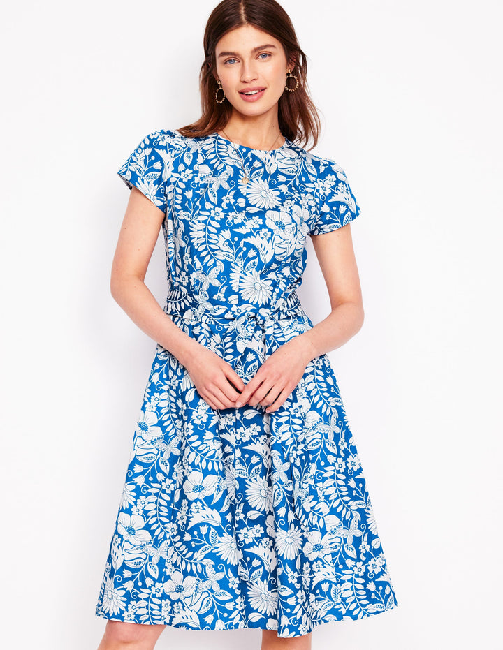 Imo Cotton Godet Short Dress-Gallery Blue, Wildflower Trail