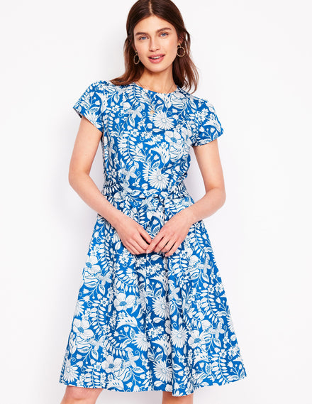 Imo Cotton Short Dress-Gallery Blue, Wildflower Trail