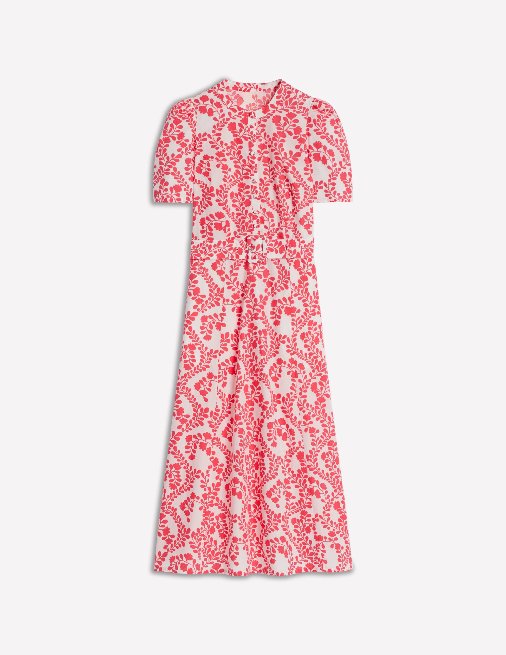 Kate Puff Sleeve Belted Dress-lvory, Vine Silhouette-5