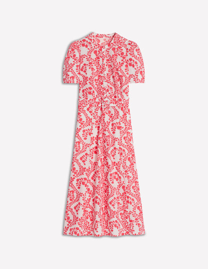 Kate Puff Sleeve Belted Dress-lvory, Vine Silhouette-5