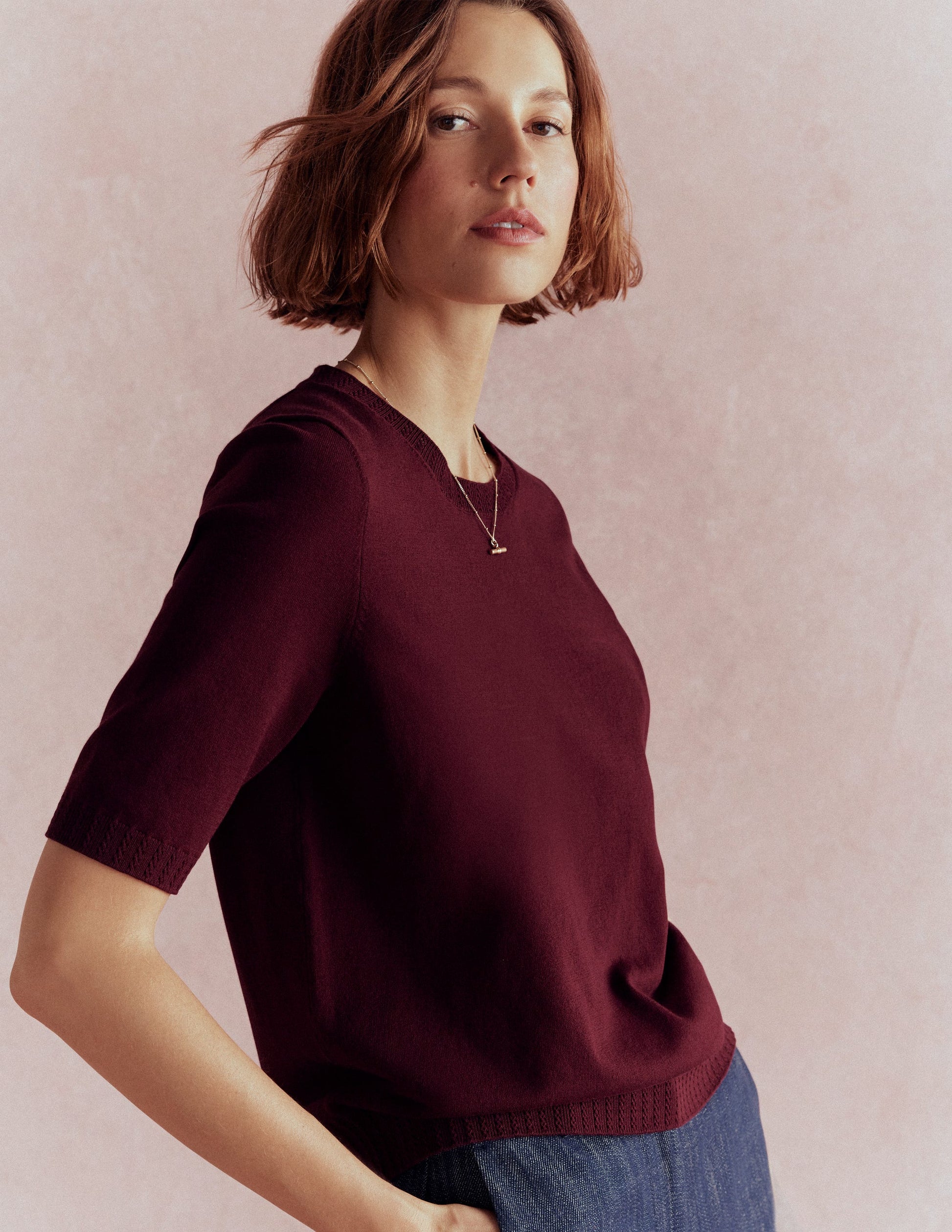 Emilia Cotton Crew T-shirt-Deep Wisteria-1