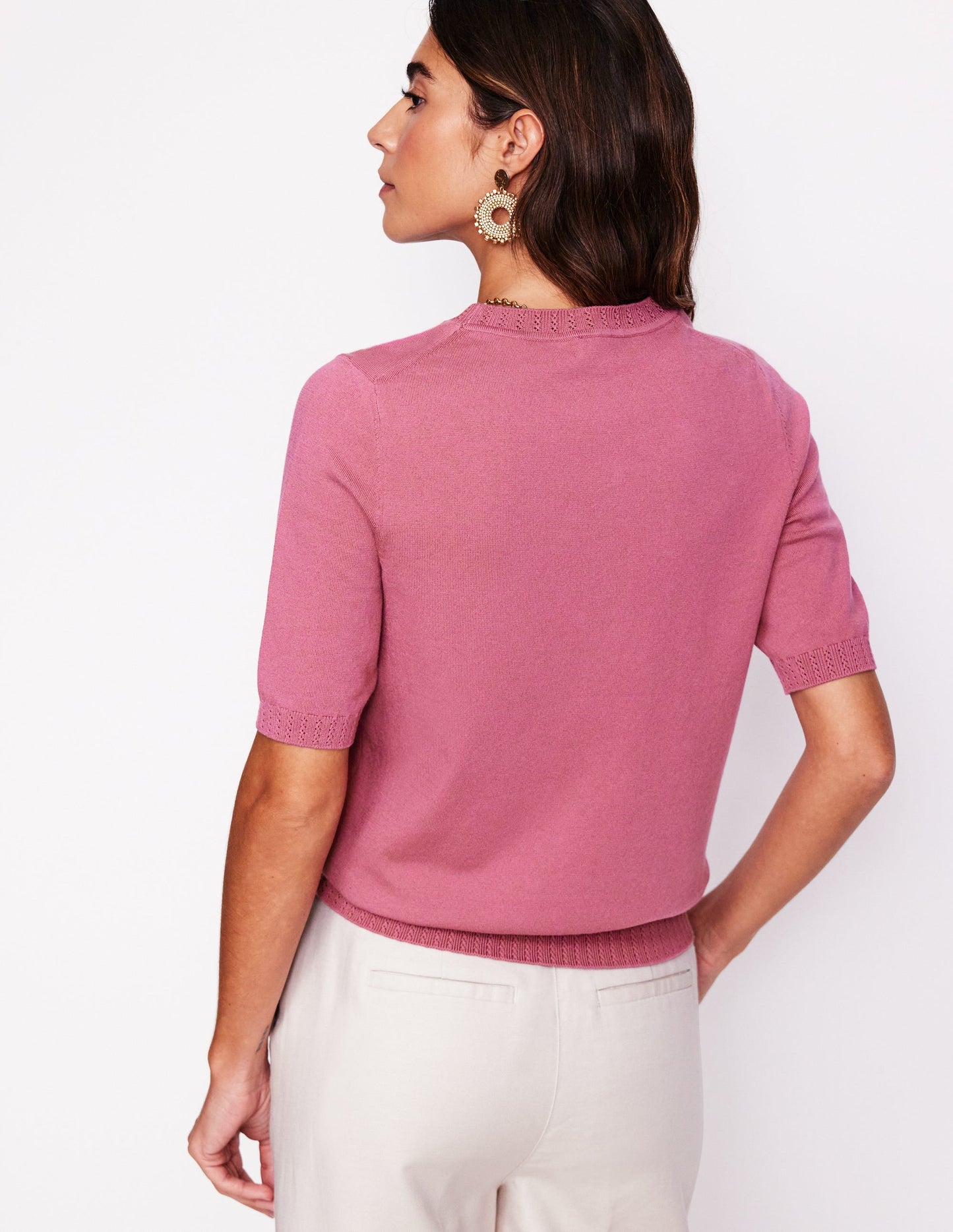 Emilia Cotton Crew T-shirt-Pink Heather