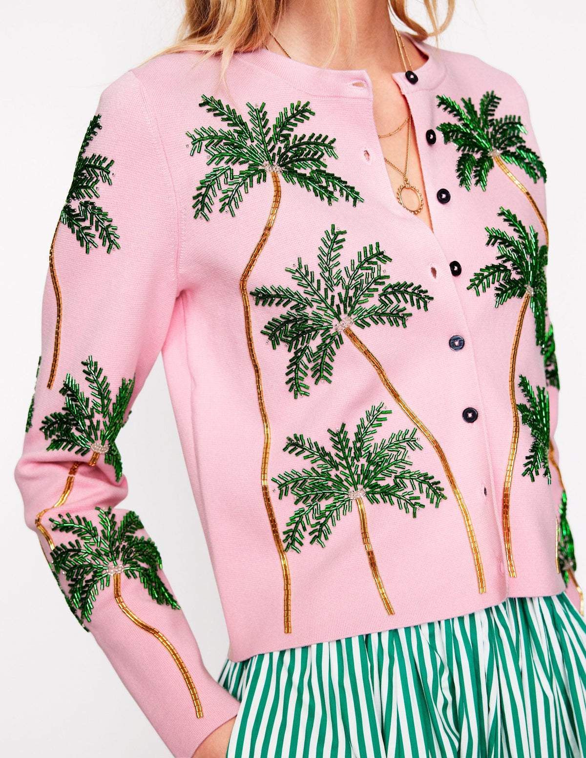 Embellished  Cardigan-Soft Pink - Image 2