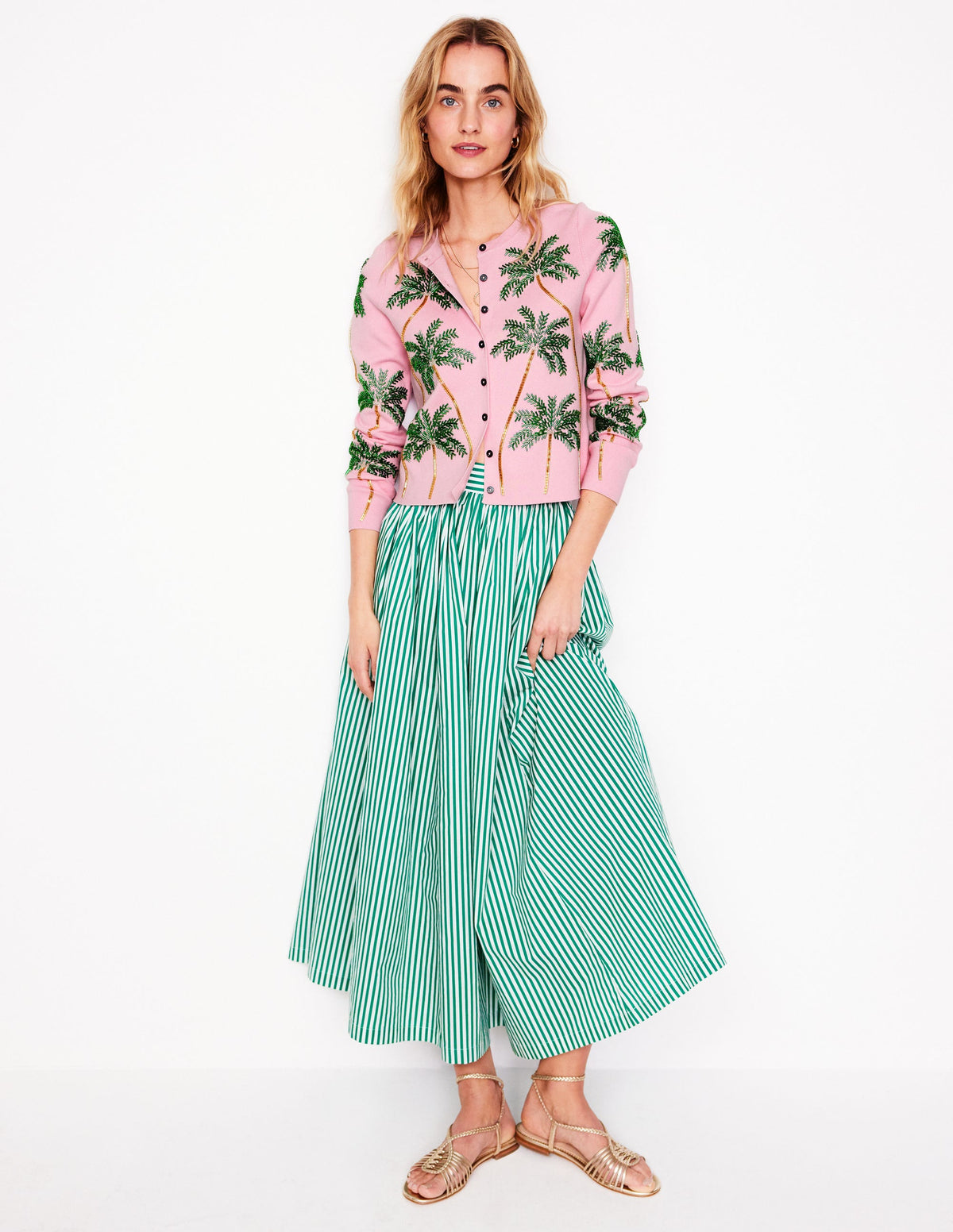 Embellished  Cardigan-Soft Pink - Image 4