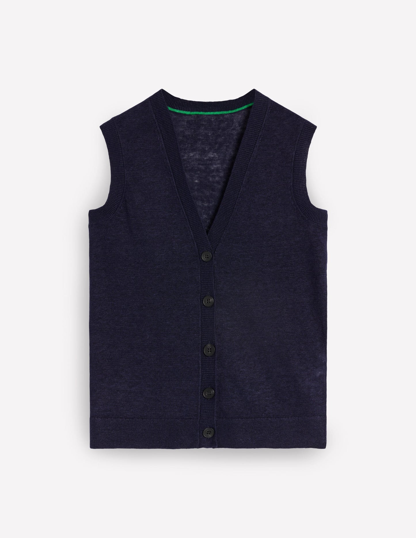 V-Neck Linen Waistcoat-Navy