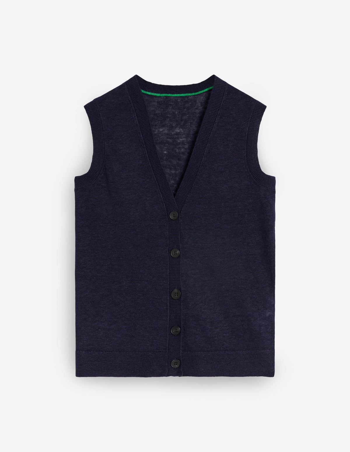 V-Neck Linen Waistcoat-Navy - Image 5