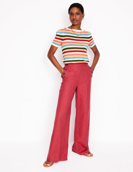 Liv Boat Neck Linen T-Shirt-Soft Multistripe Small