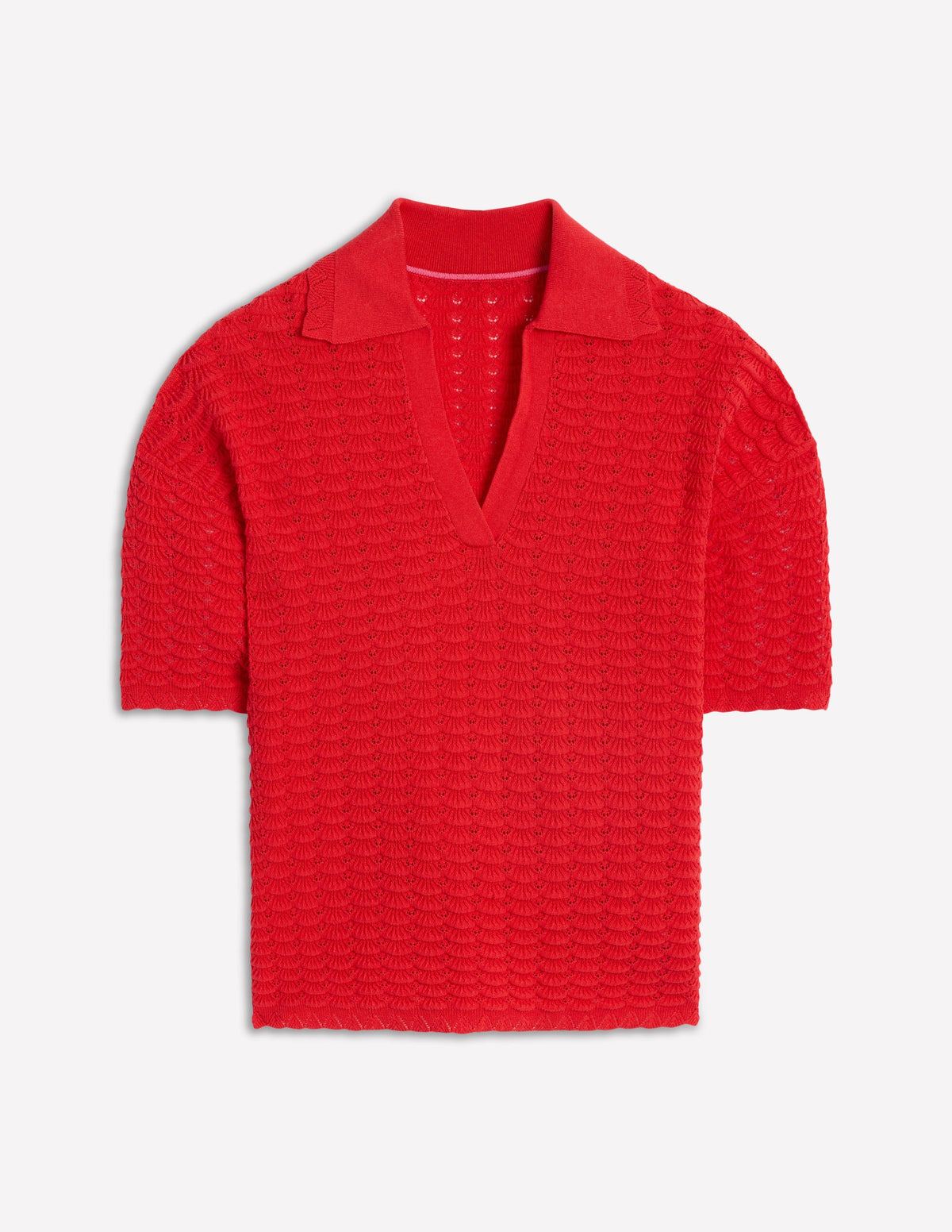 Collared Henley Jumper-Strawberry Tart Red - Image 6