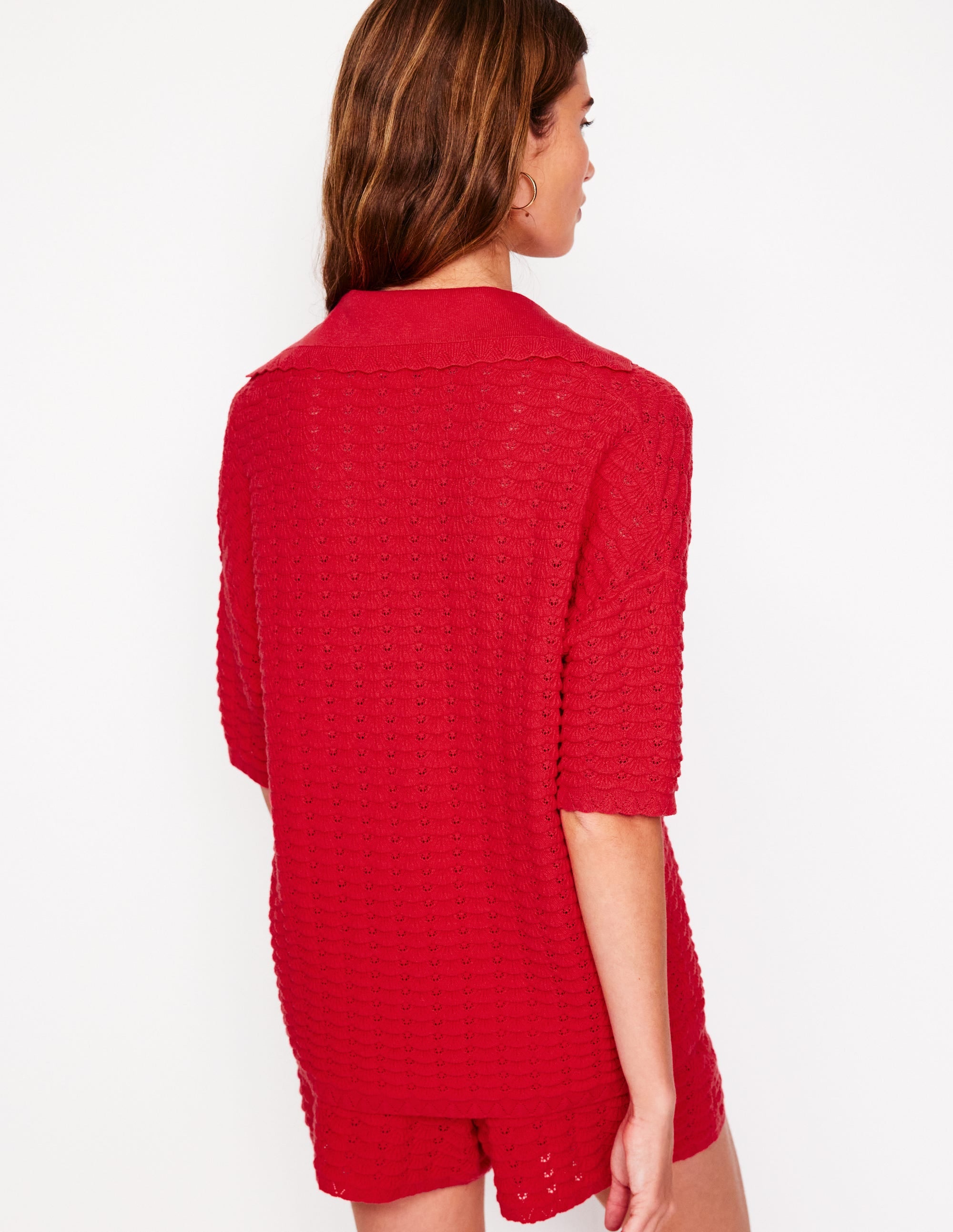 Collared Henley Jumper-Strawberry Tart Red - Image 4