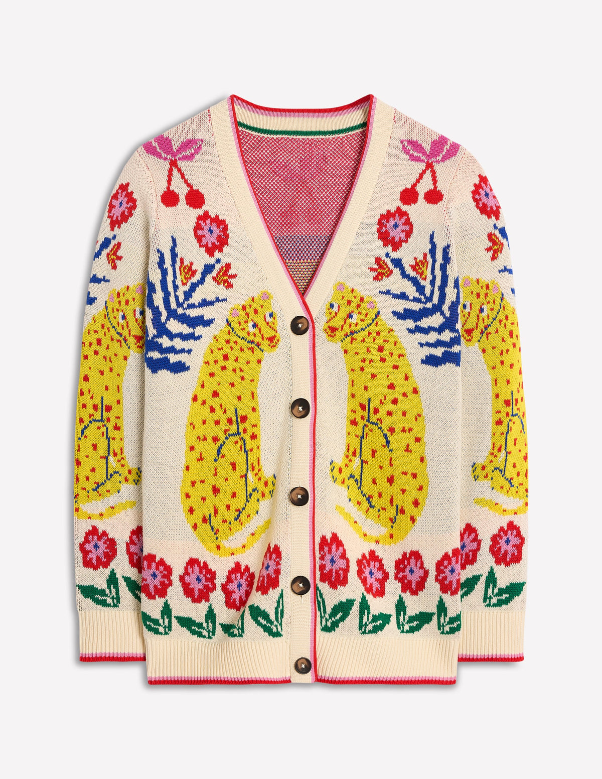 Jacquard Boyfriend Cardigan-Warm Ivory, Leopard - Image 8