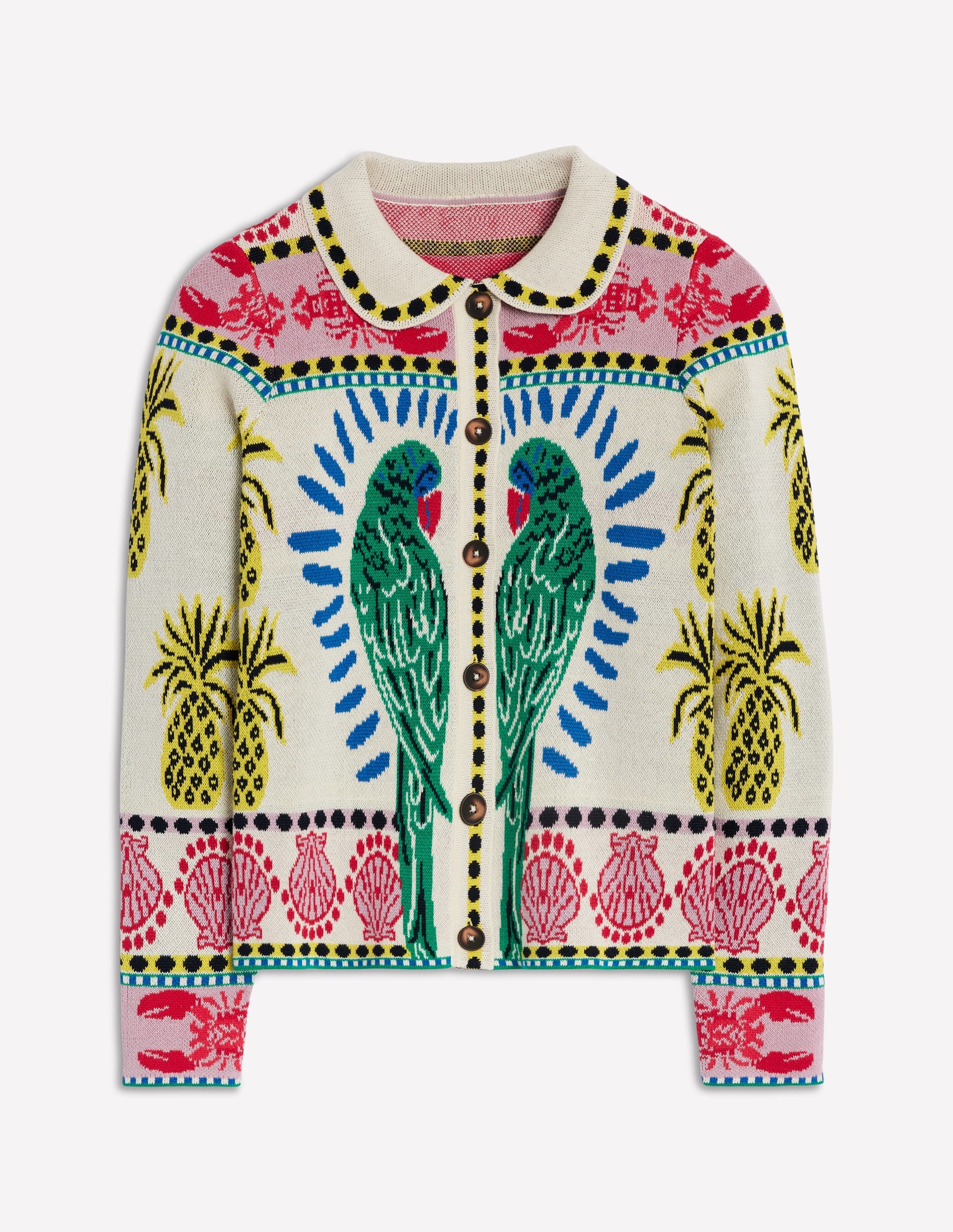 Jacquard Knitted Shacket-Warm Ivory, Tropical Bonanza-6