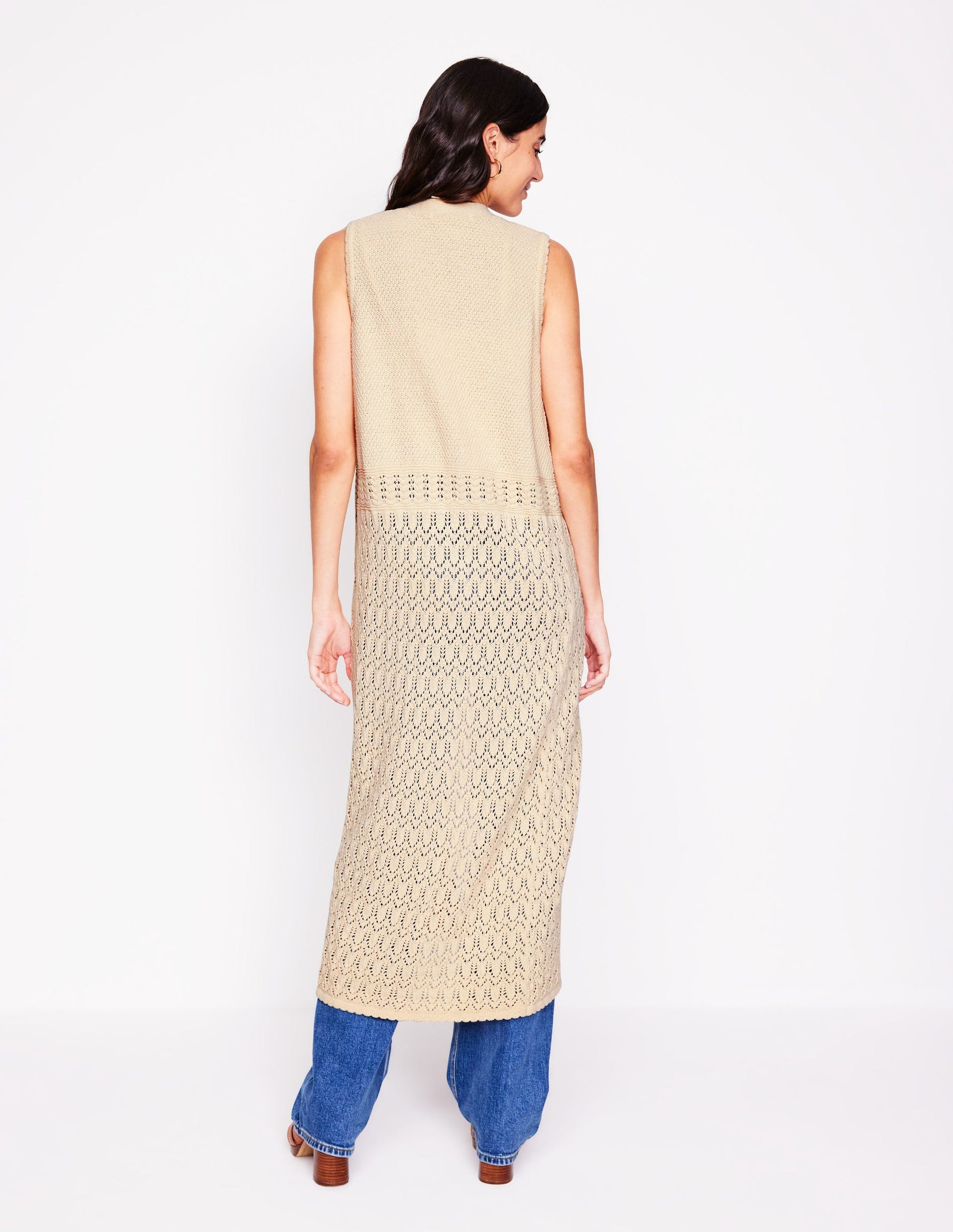 Cotton Sleeveless Cardigan-Warm Ivory-3