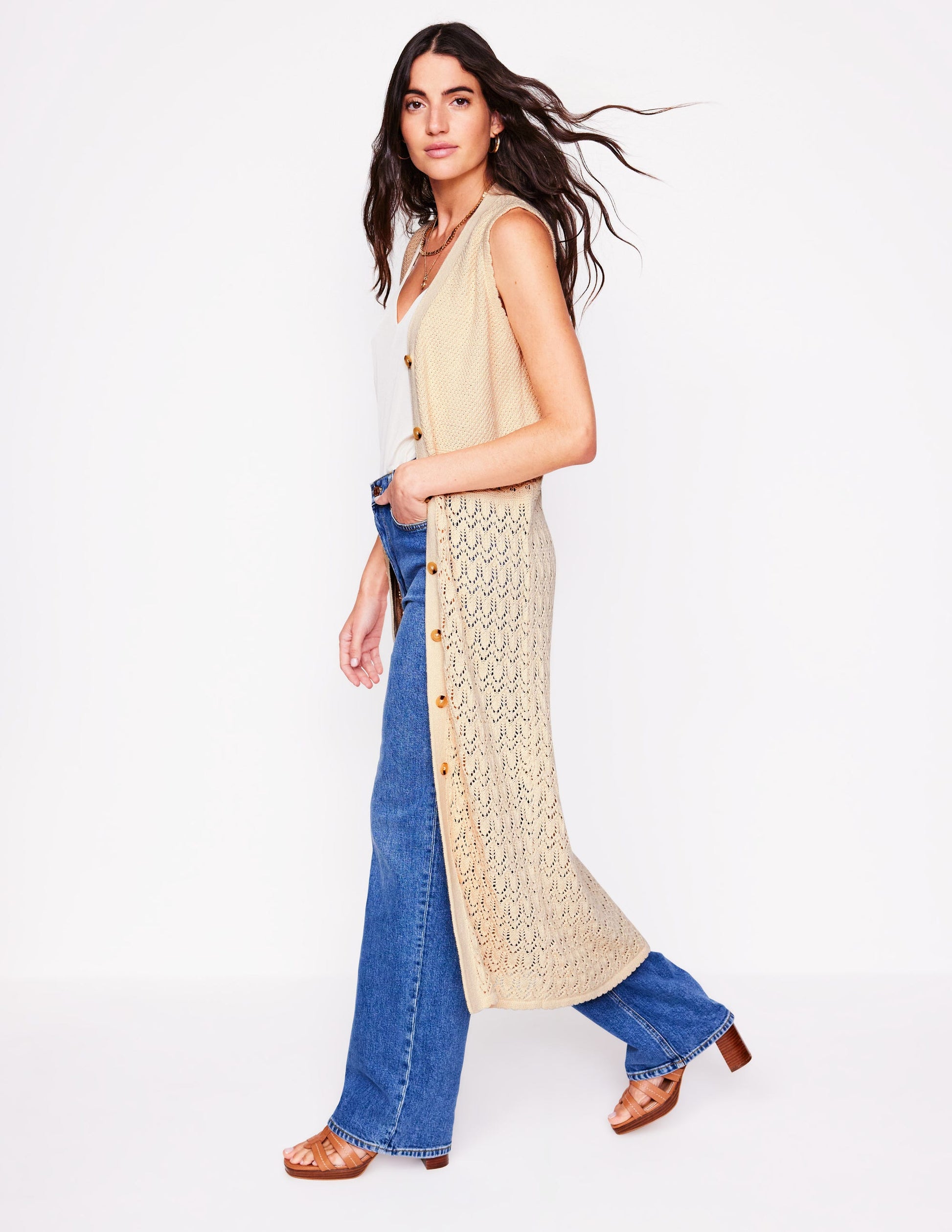 Cotton Sleeveless Cardigan-Warm Ivory-4