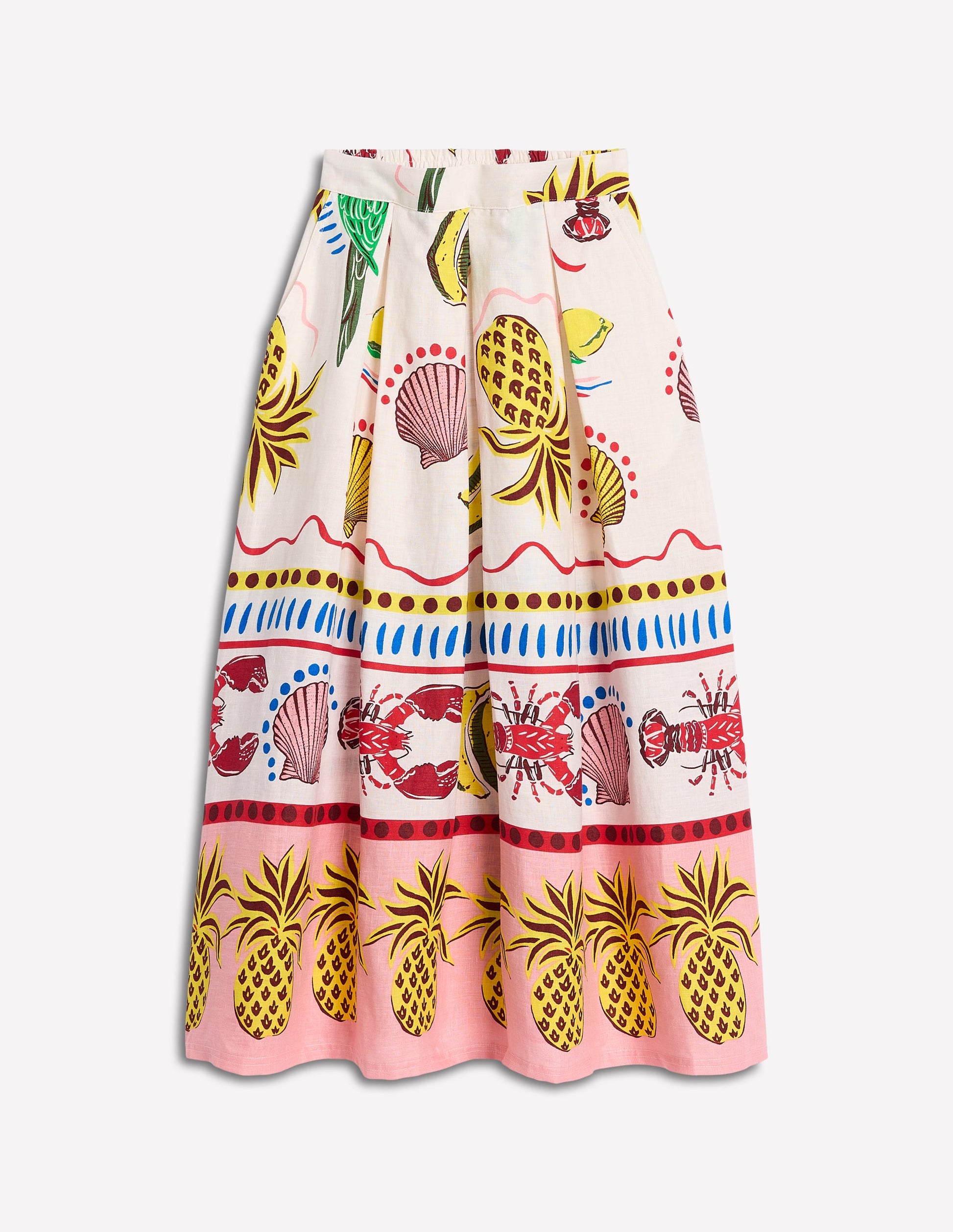 Verity Linen Midi Skirt-Multi, Tropical Bonanza-6
