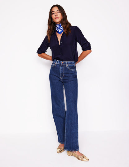 High Rise Column Leg Jeans-Dark Vintage-1