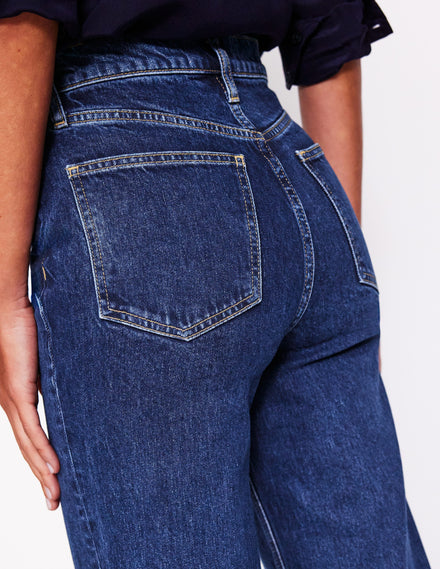 High Rise Column Leg Jeans-Dark Vintage