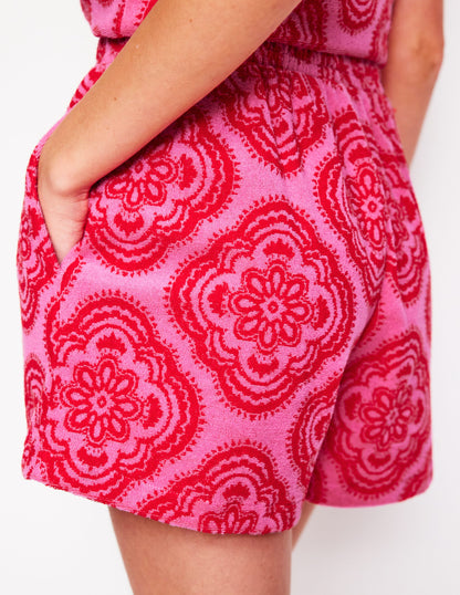 Smocked Towelling Short-Pink Rose, Botanic Blush-2