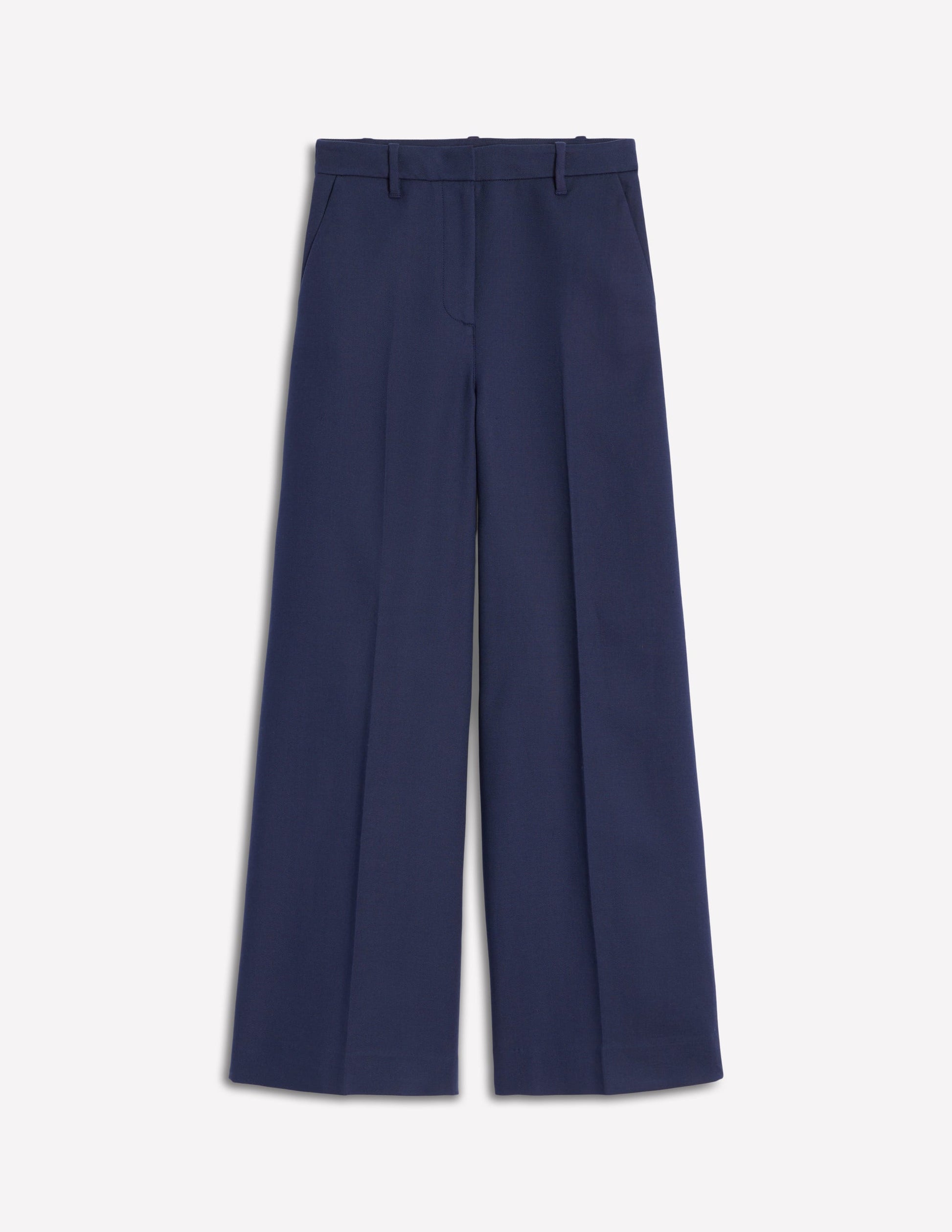 Wide Flare Trousers-Navy-6