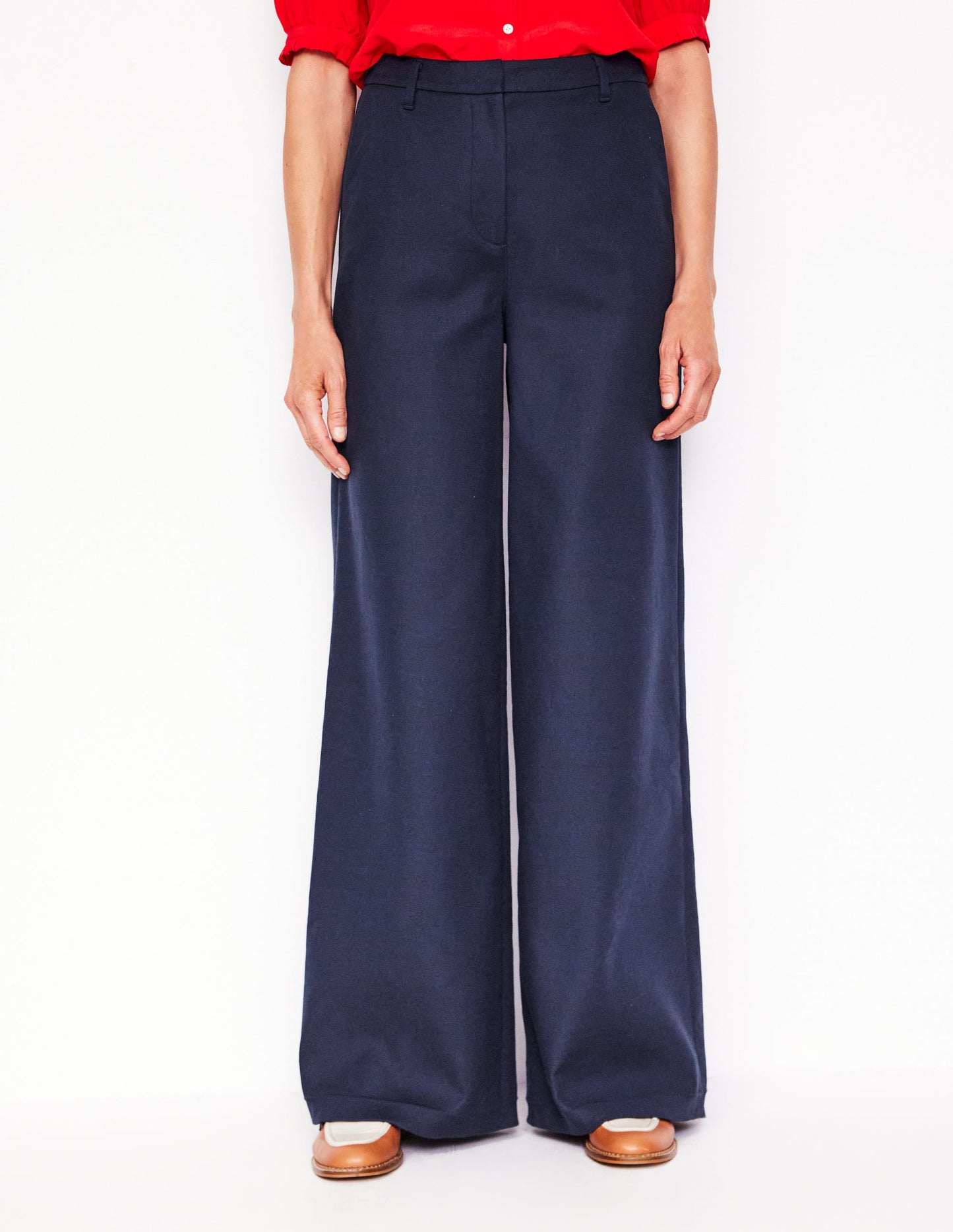 Wide Flare Trousers-Navy