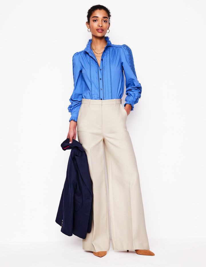 Wide Flare Trousers-Sandpiper Beige