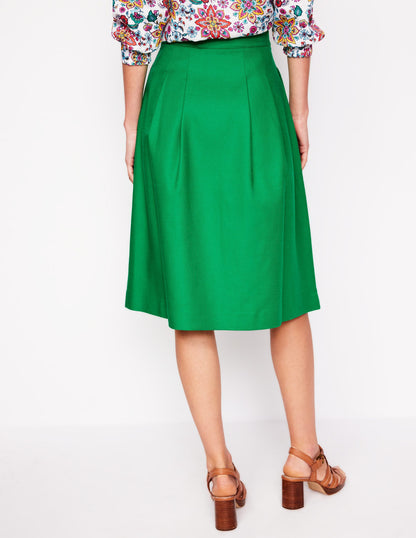 Pleat Detail Full Skirt-Rich Emerald