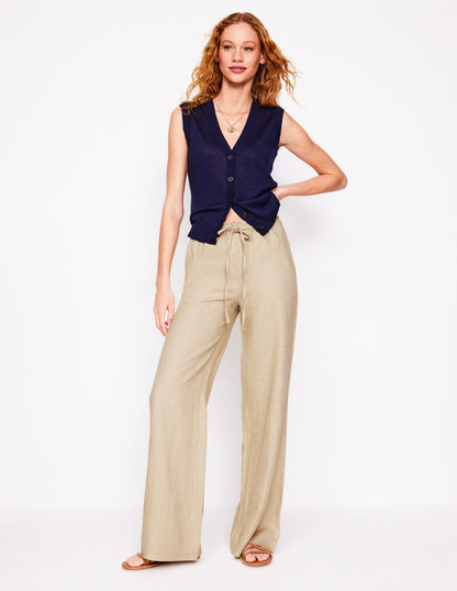 Islington Linen Trousers-Oatmeal-1