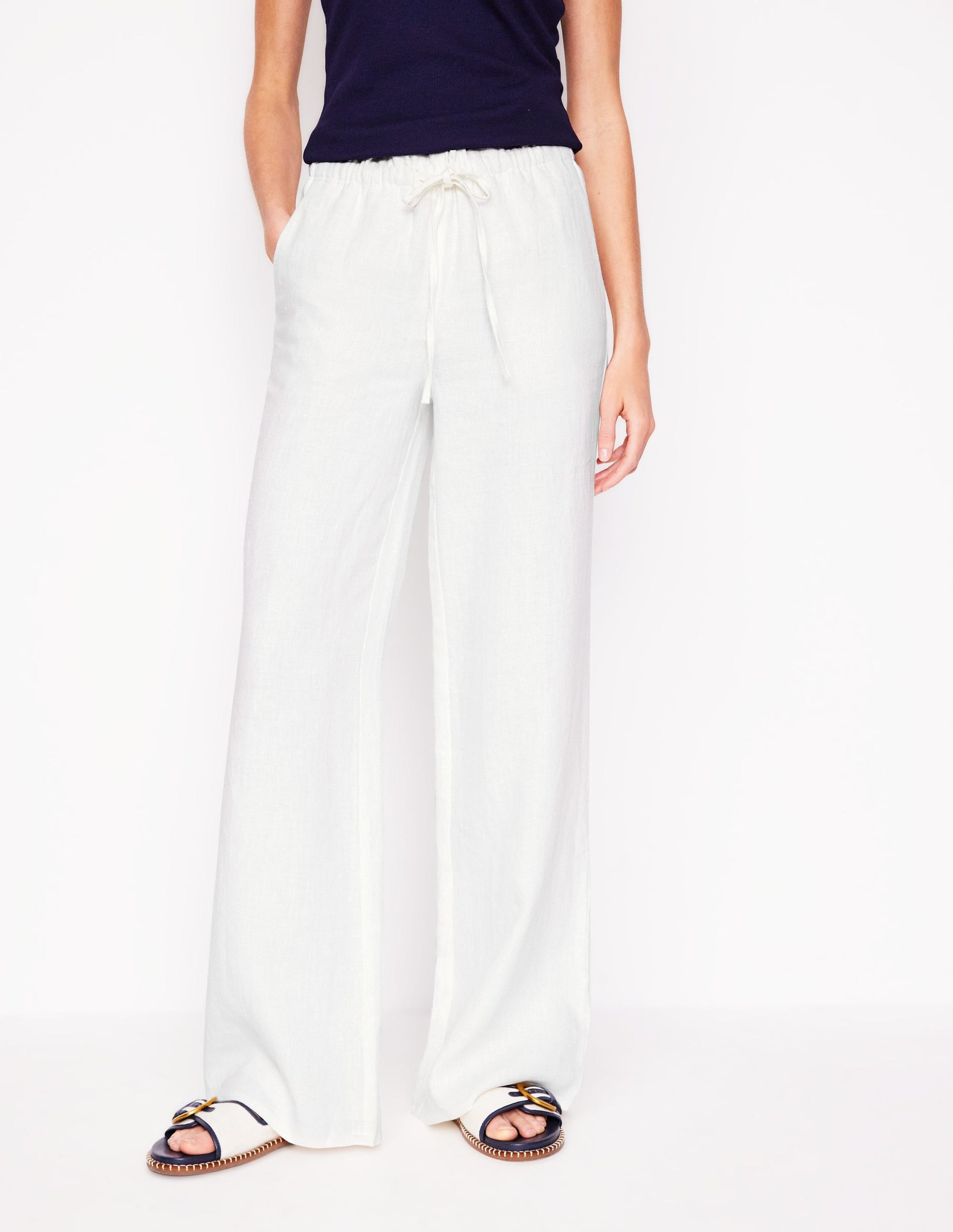 Islington Linen Trousers-White-6