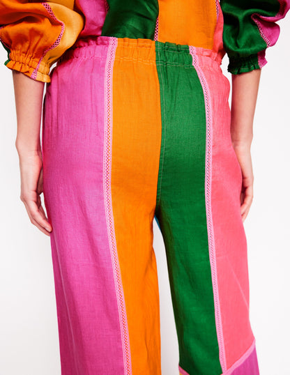 Islington Linen Trousers-Multi Colourblock-2