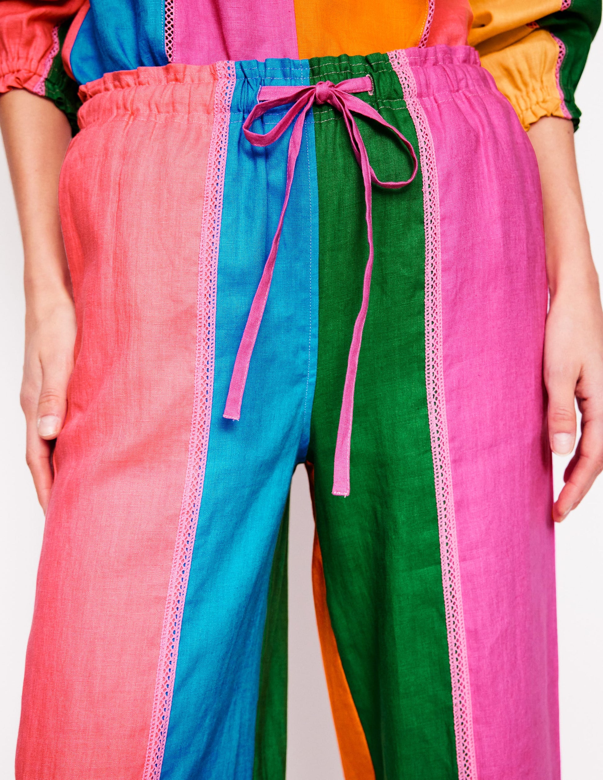 Islington Linen Trousers-Multi Colourblock-3