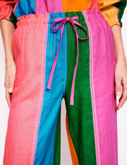 Islington Linen Trousers-Multi Colourblock-3