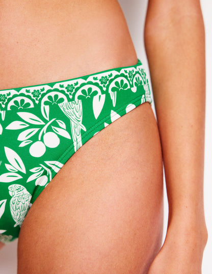 Classic Bikini Bottoms-Rich Emerald, Ornate Tropics