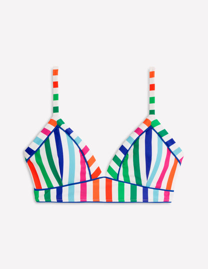 Kasos String V Neck Bikini Top-Multi Stripe