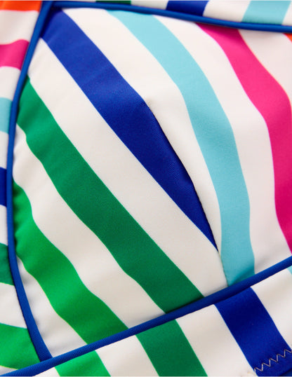 Kasos String V Neck Bikini Top-Multi Stripe