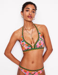 Ios V Panel Bikini Top-Pink Rose, Foliage Trail