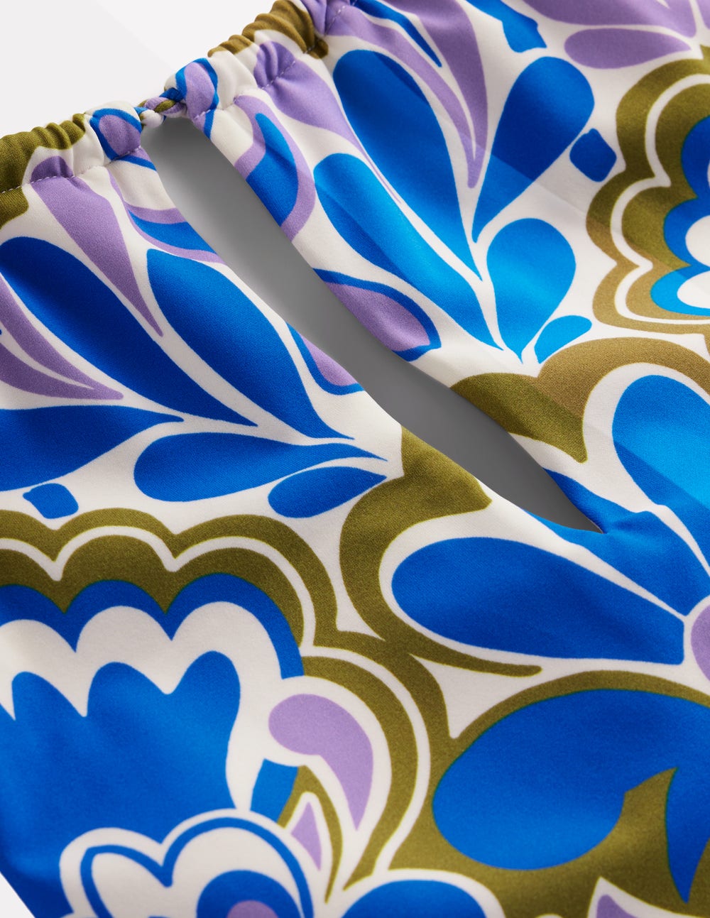 String High Neck Swimsuit-Kingfisher Blue, Freesia Stamp-5