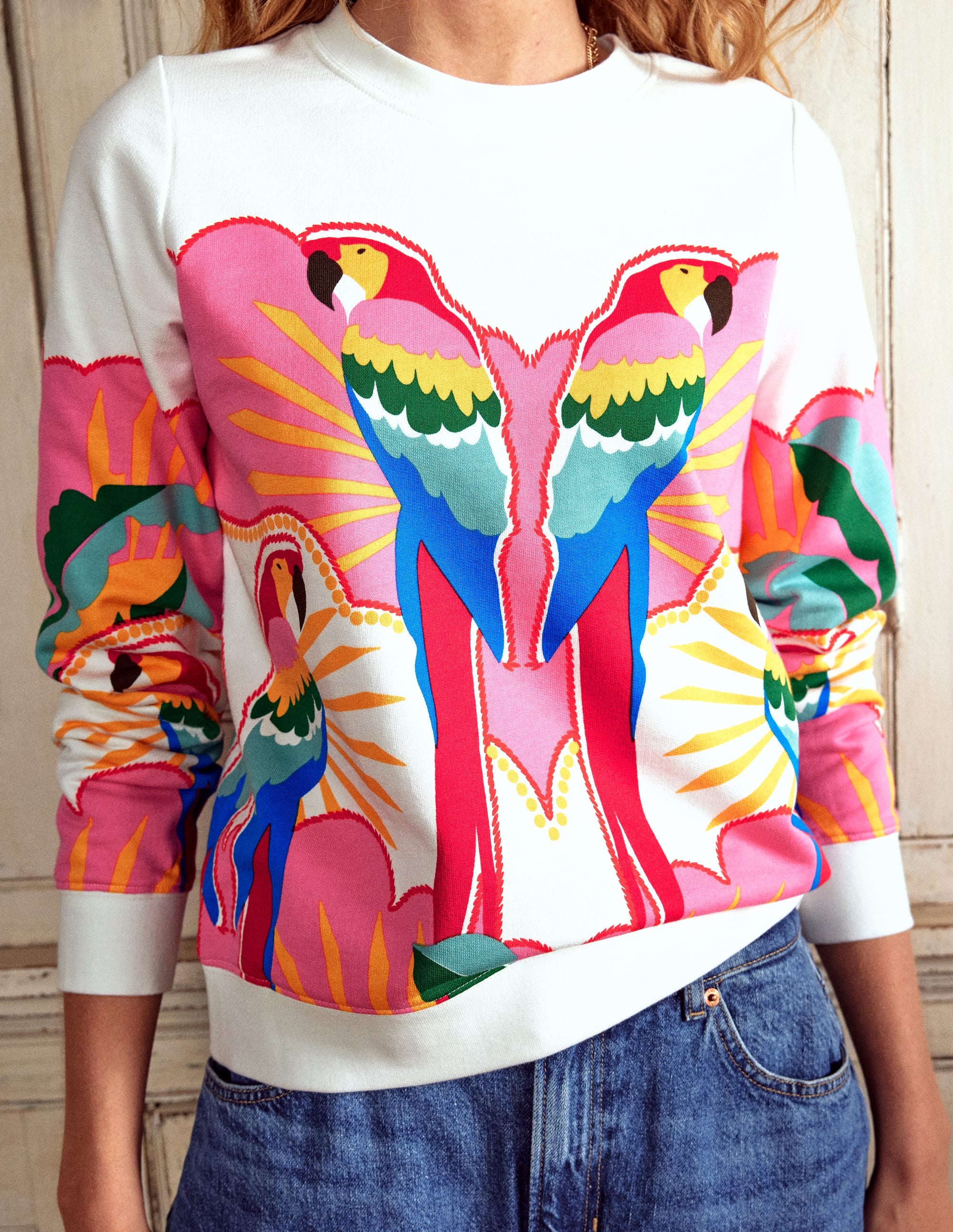 Hannah Printed Sweatshirt-Multi, Paradise Parrot - Image 2