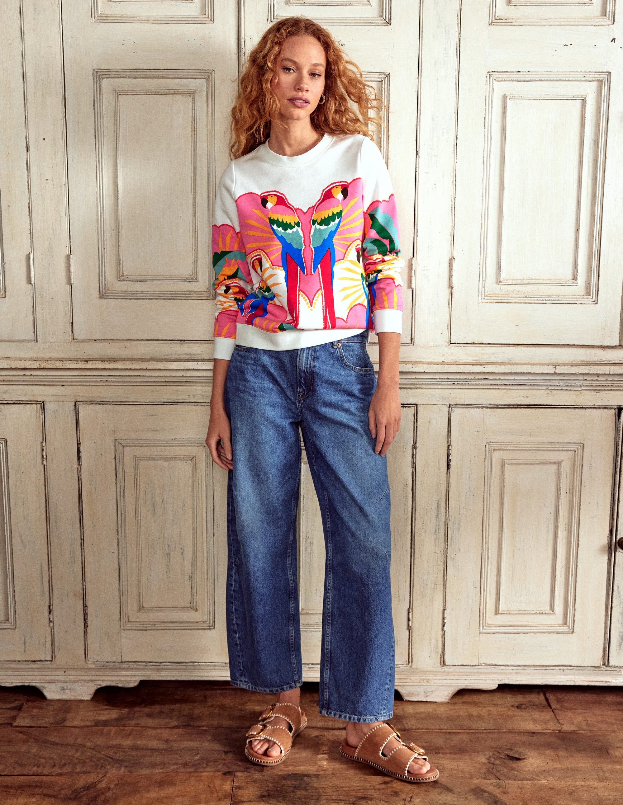 Hannah Printed Sweatshirt-Multi, Paradise Parrot - Image 4