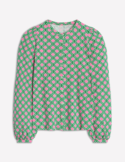 Marina Jersey Shirt-Rich Emerald, Geo Trellis-6