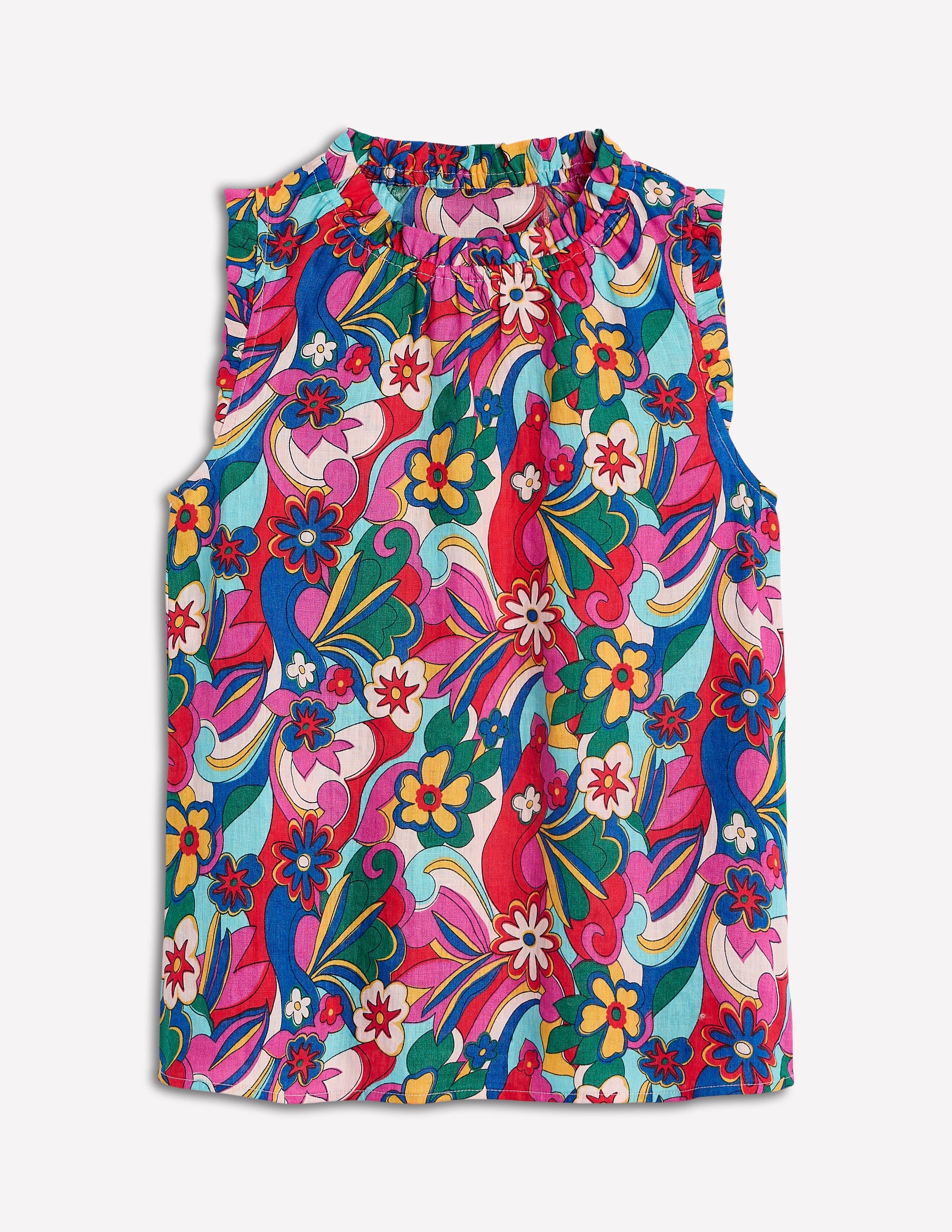 Sophie Ruffle Linen Top-Multi, Blossomy Pop - Image 6